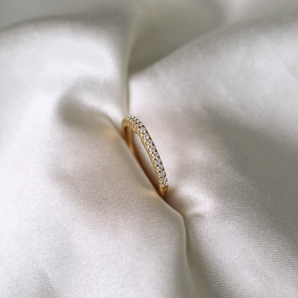 Sunrise half eternity ring diamond ring simple ring stackable ring silver ring